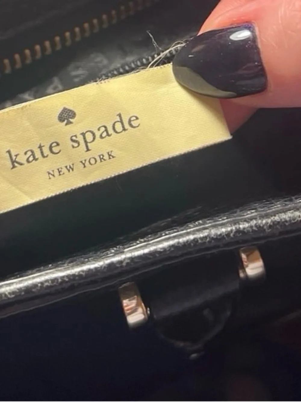 kate spade Black Pebbled Leather Satchel with Tassel